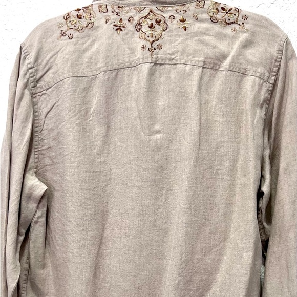 Structure Linen pull over long sleeves shirt M - Picture 5 of 7